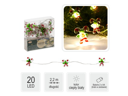 Catenă LED Luminoasă Culoare Căpșuni 20L pe Baterii, ambalaj = 20 buc. *2199