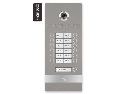BI-12FB SILVER - Panou de interfon IP, 12 apartamente, UKEY, SIP 2.0 - BasIP