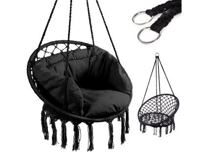 Balansoar cuib de barză cu spătar negru 80 cm + perne